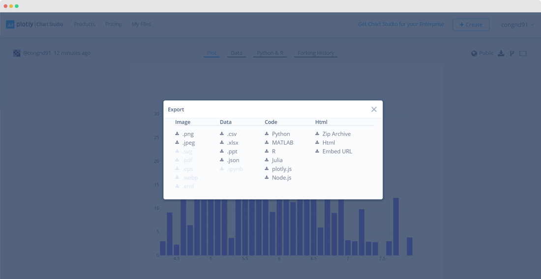 Export data