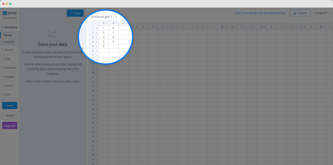 Enter data in grid