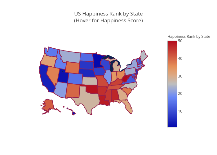 State Happiness Rank Map