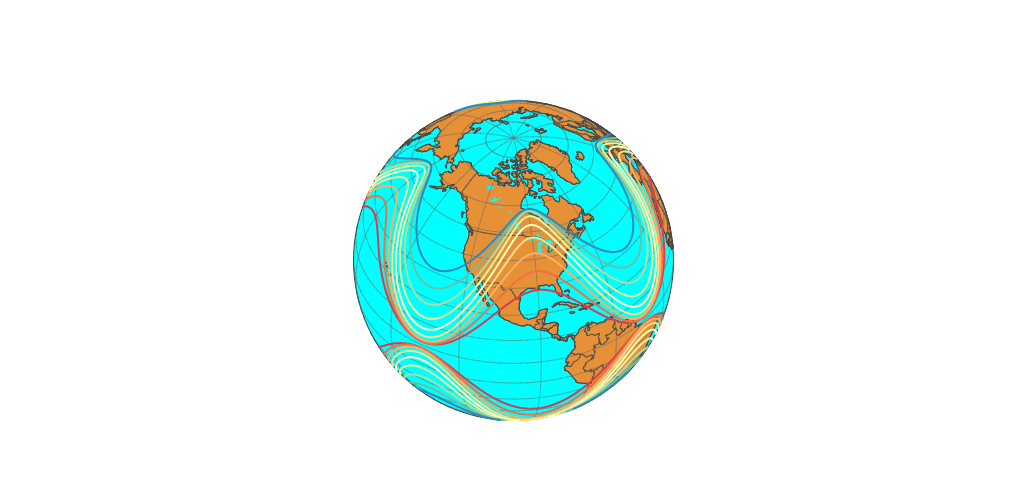 Contour lines over globe